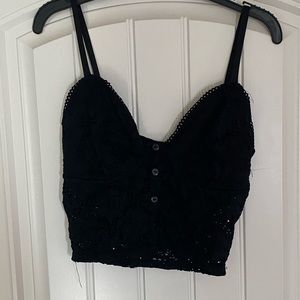 cropped Lace cami, Black, size Small